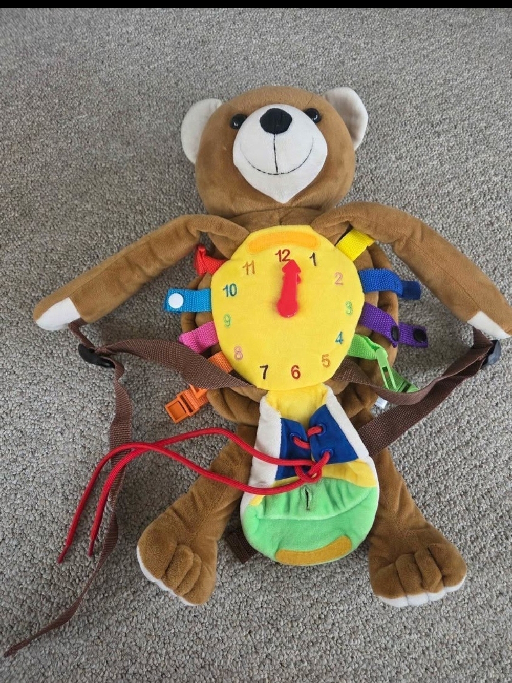 Buckle Billy Plush Activity Bear with Learning Clock and Laces